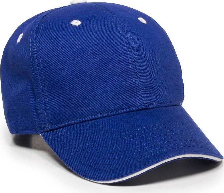 OC Sports GL-845 Contrasting Sandwich, Button and Eyelet Cap - Royal White - HIT a Double - 1