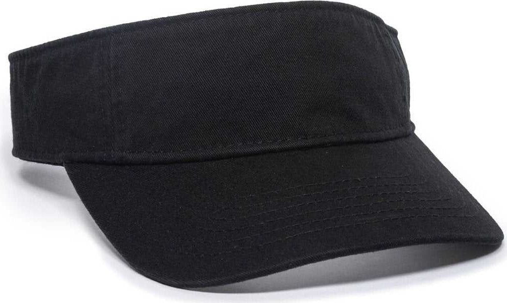 OC Sports GWTV-100 Adjustable Garment Washed Twill Visors - Black - HIT a Double - 1
