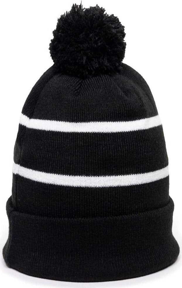 OC Sports KNF-100 Acrylic Knit Watch Cap Beanie - Black White - HIT a Double - 1