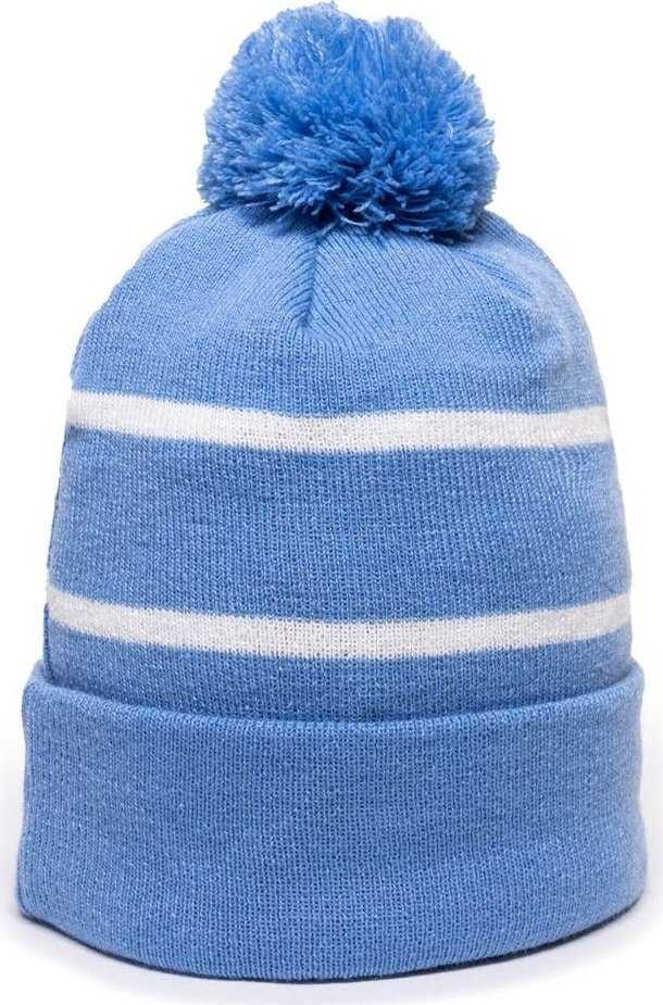 OC Sports KNF-100 Acrylic Knit Watch Cap Beanie - Columbia Blue White - HIT a Double - 1