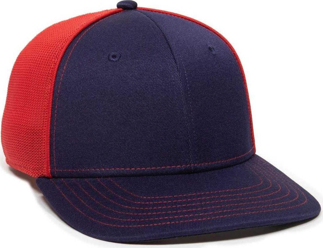 OC Sports OC12M Phenom Performance Twill Front Panel Cap -Navy Red - HIT a Double - 1