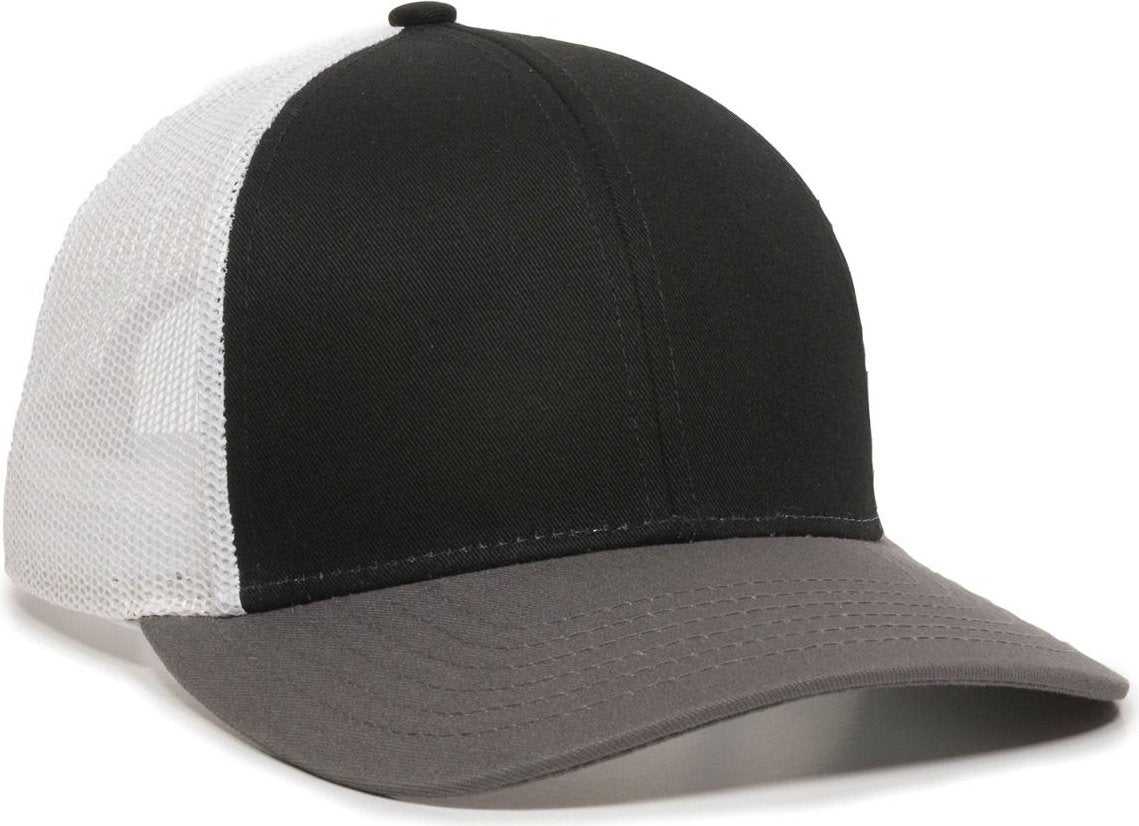 OC Sports OC770 Adjustable Mesh Back Cap with Sweatband - Black White Charcoal - HIT a Double - 1