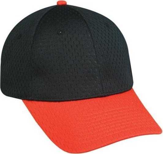 OC Sports PFX-120 Proflex Stretch Fit Mesh Baseball Cap - Black Orange - HIT a Double - 1