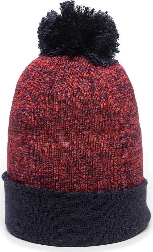 OC Sports PWC-100 Pixel Watch Beanie with Pom - Red Navy - HIT a Double - 1