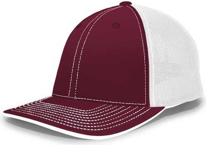 Pacific Headwear 404F Trucker Flexfit Cap - Cardinal White - HIT a Double