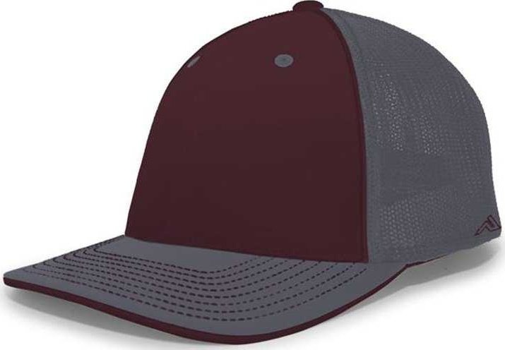 Pacific Headwear 404F Trucker Flexfit Cap - Maroon Graphite Graphite - HIT a Double