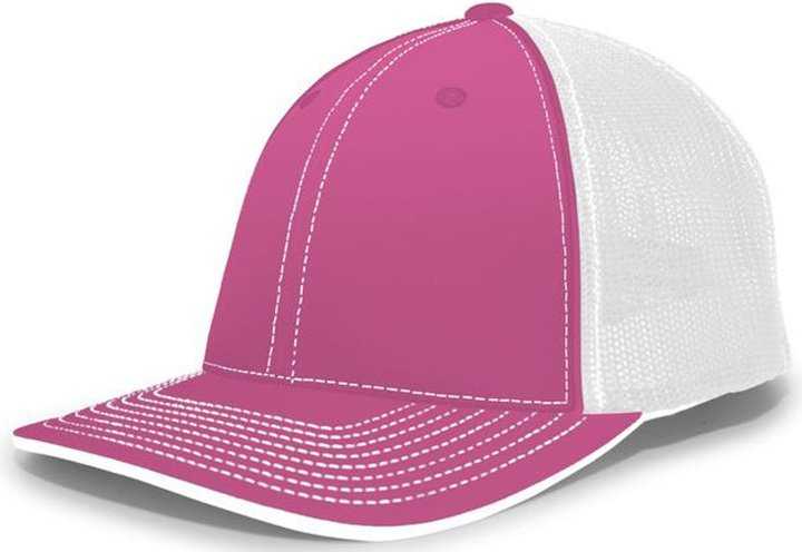 Pacific Headwear 404F Trucker Flexfit Cap - Pink White - HIT a Double