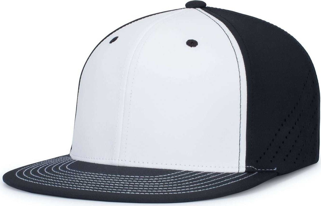Pacific Headwear ES471 Premium Lightweight Perforated Pacflex Coolcore Cap - White Black Black - HIT a Double