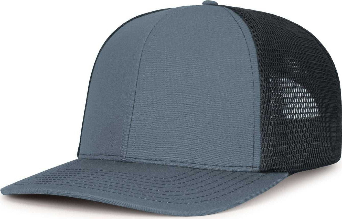 Pacific Headwear P151S Contrast Stitch Trucker Pacflex Snapback Cap - Graphite Black Graphite - HIT a Double