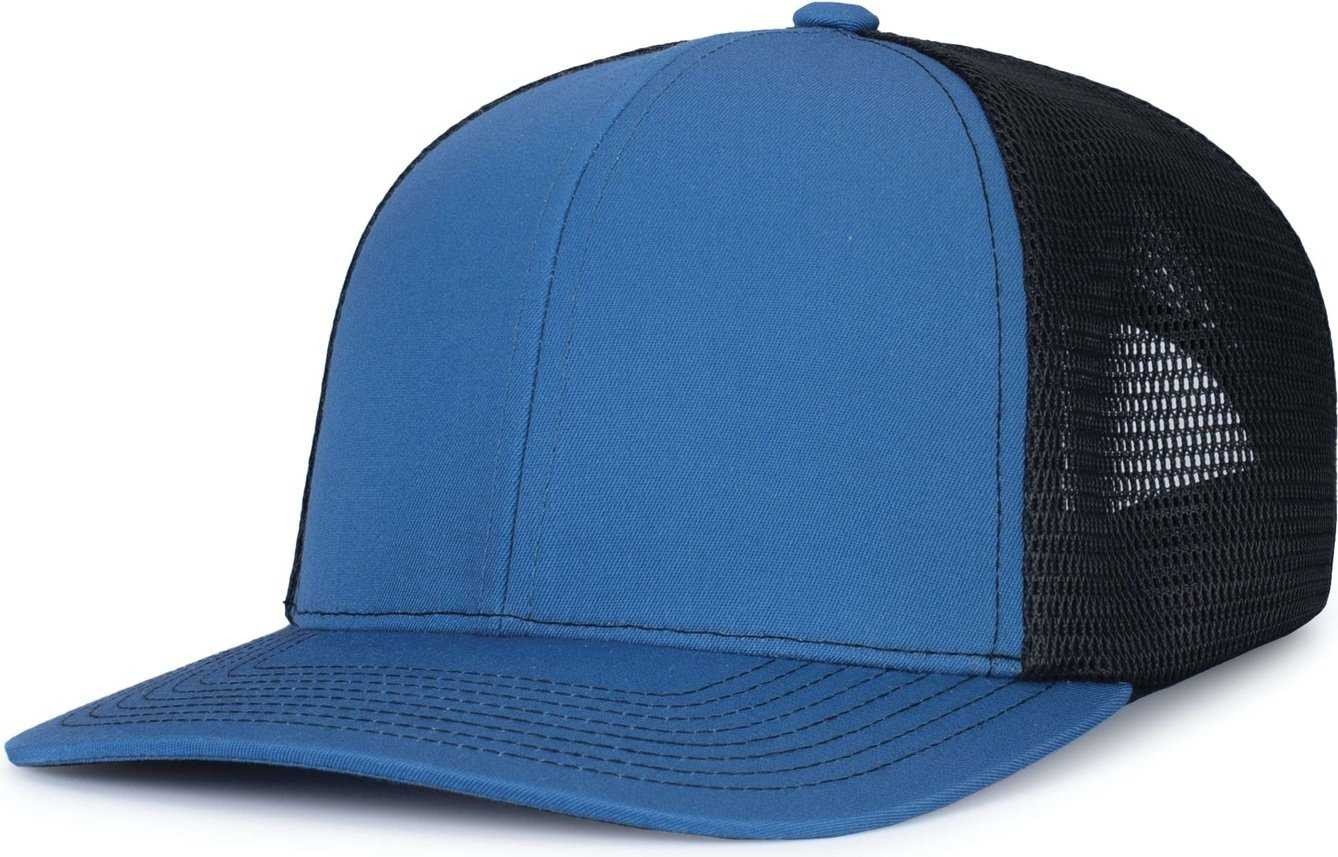 Pacific Headwear P151S Contrast Stitch Trucker Pacflex Snapback Cap - Ocean Blue Lt Charcoal Ocean Blue - HIT a Double