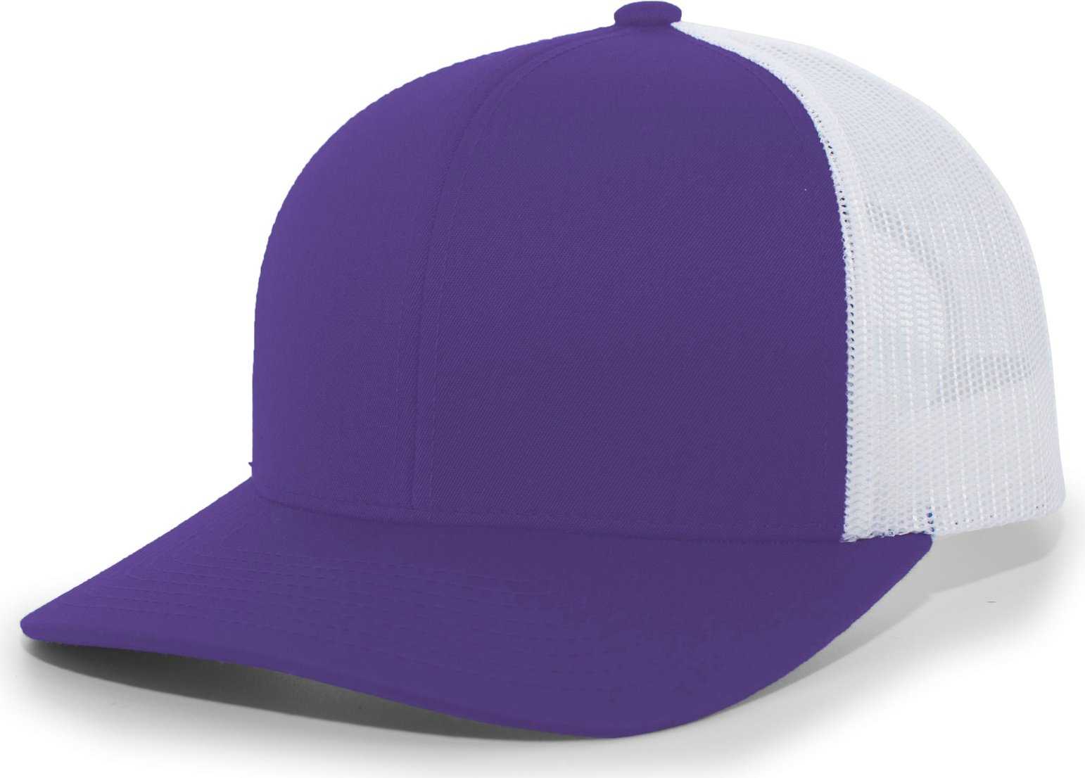 Pacific Headwear 104C Trucker Snapback Cap - Purple White - HIT a Double
