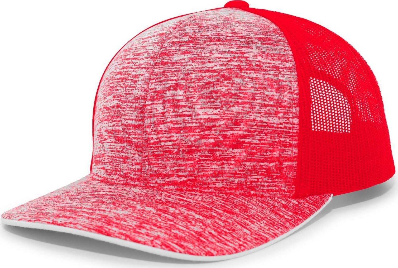 Pacific Headwear 106C Aggressive Heather Trucker Snapback Cap - Red Red - HIT a Double