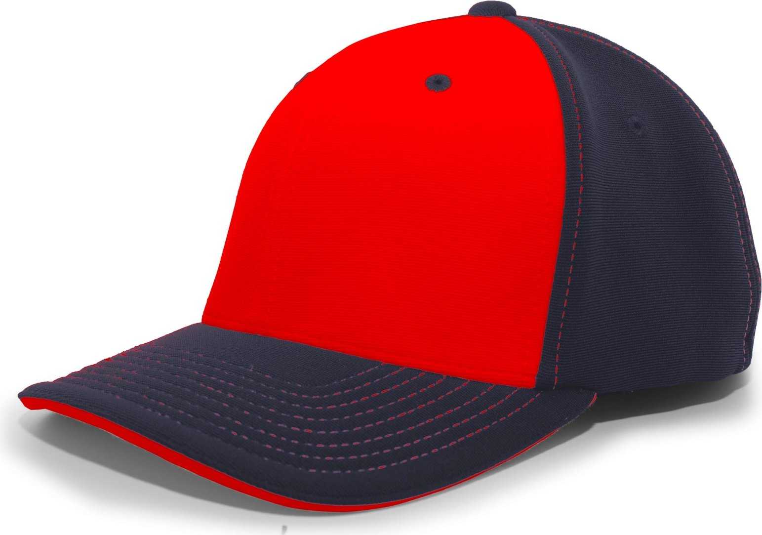 Pacific Headwear 398F M2 Performance Flexfit Cap - Navy Red - HIT a Double