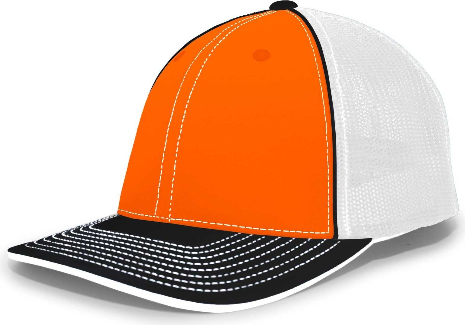 Pacific Headwear 404M Trucker Flexfit Cap - Orange Black - HIT a Double