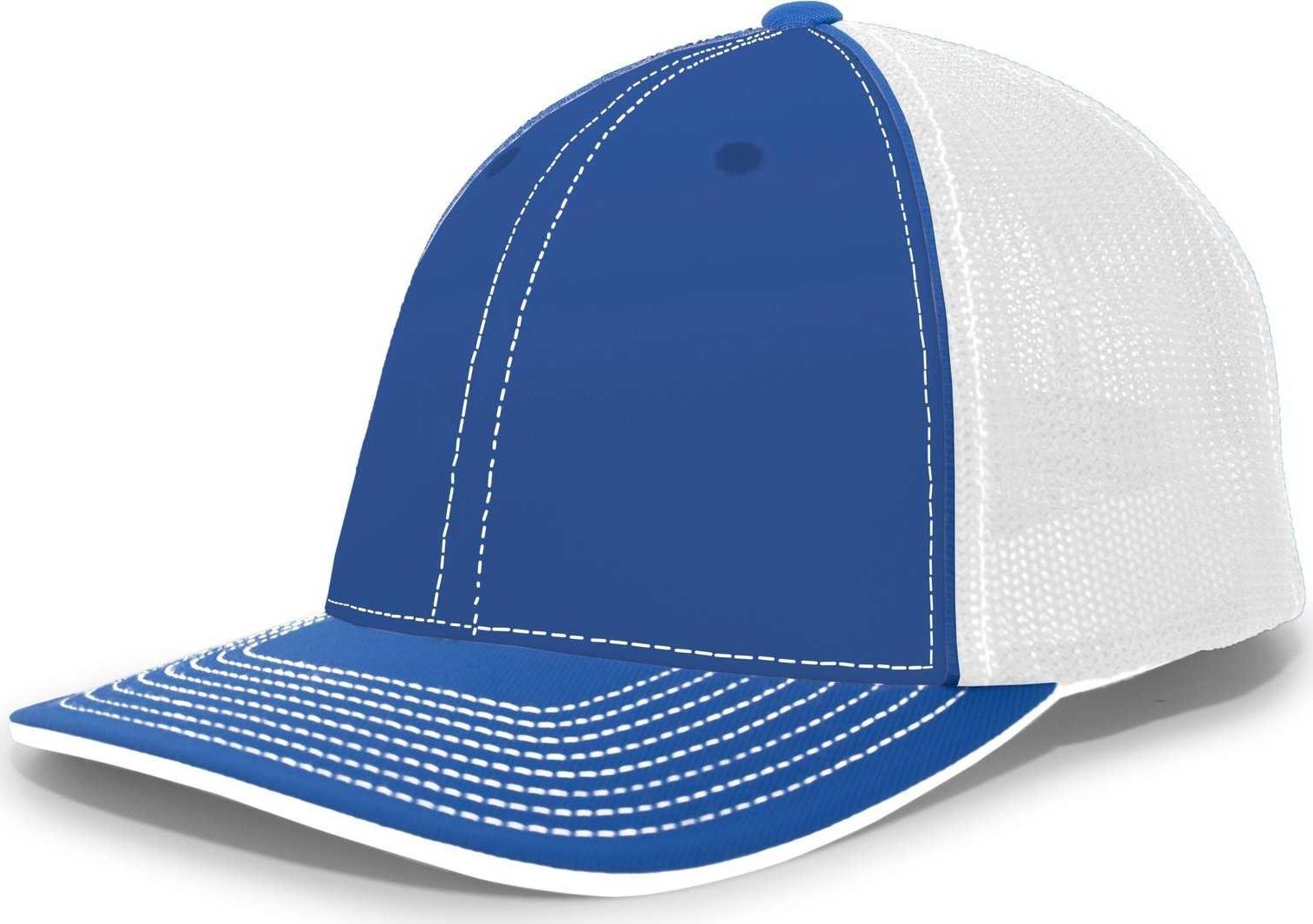 Pacific Headwear 404M Trucker Flexfit Cap - Royal White - HIT a Double
