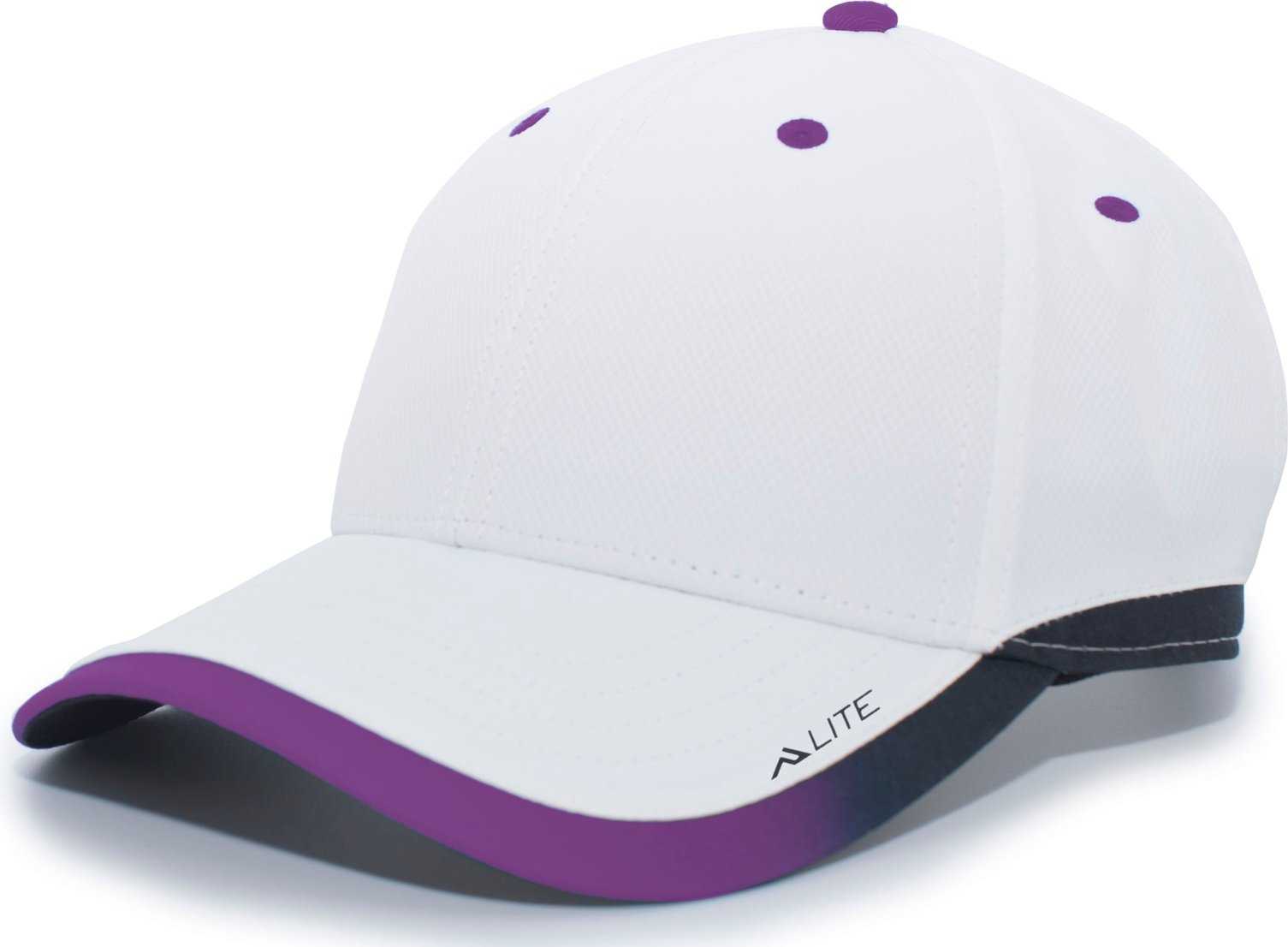 Pacific Headwear 416L Running Cap Hook-and-Loop Cap - White Purple - HIT a Double