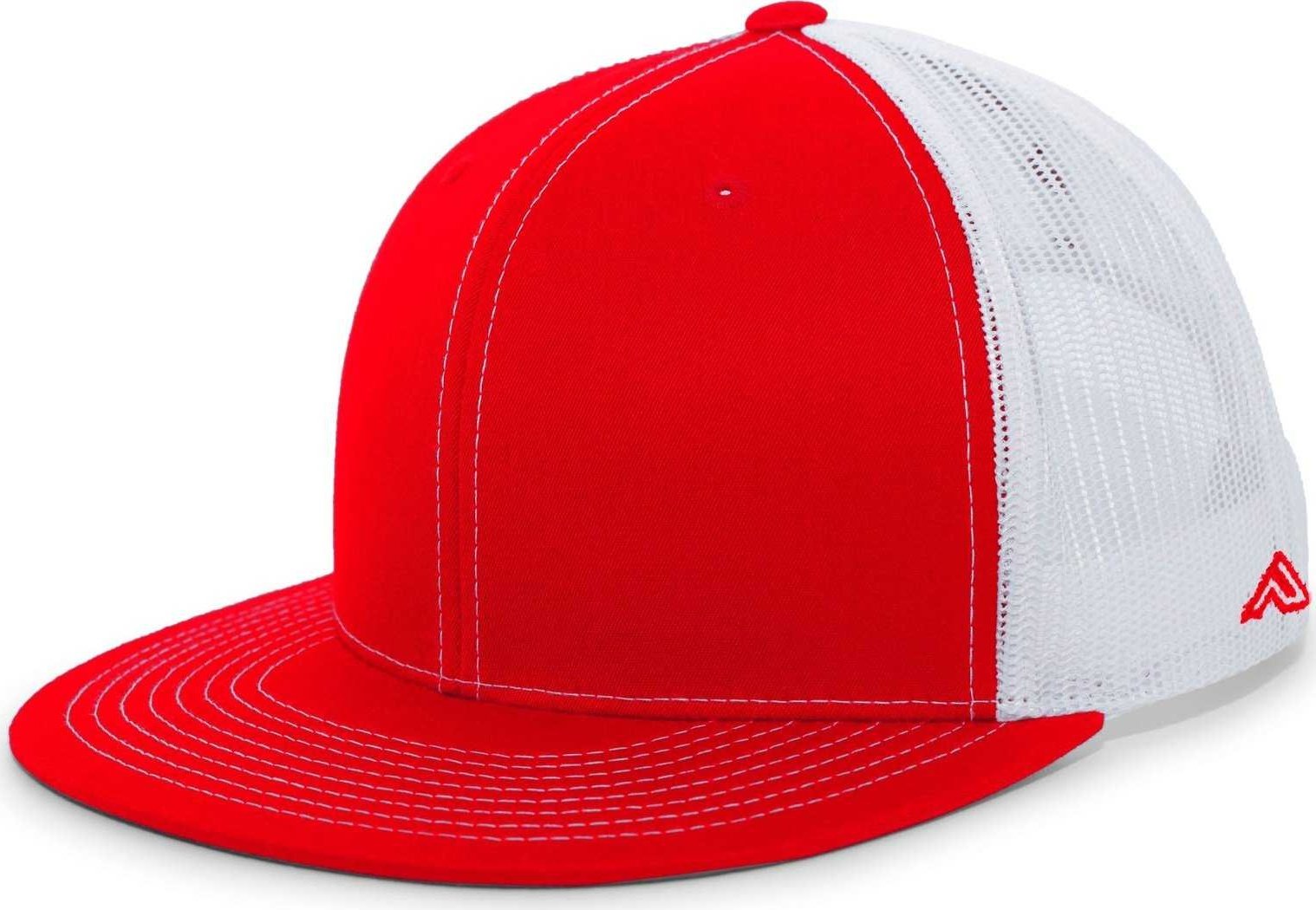 Pacific Headwear 4D3 Trucker D-Series Snapback Cap - Red White - HIT a Double