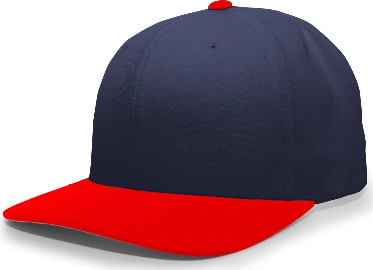 Pacific Headwear 705W Pro-Wool Hook-and-Loop Cap - Navy Red - HIT a Double