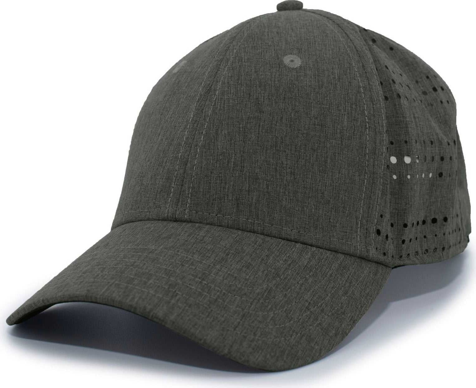 Pacific Headwear 747 Perforated Hook-and-Loop Cap - Loden Heather - HIT a Double - 1