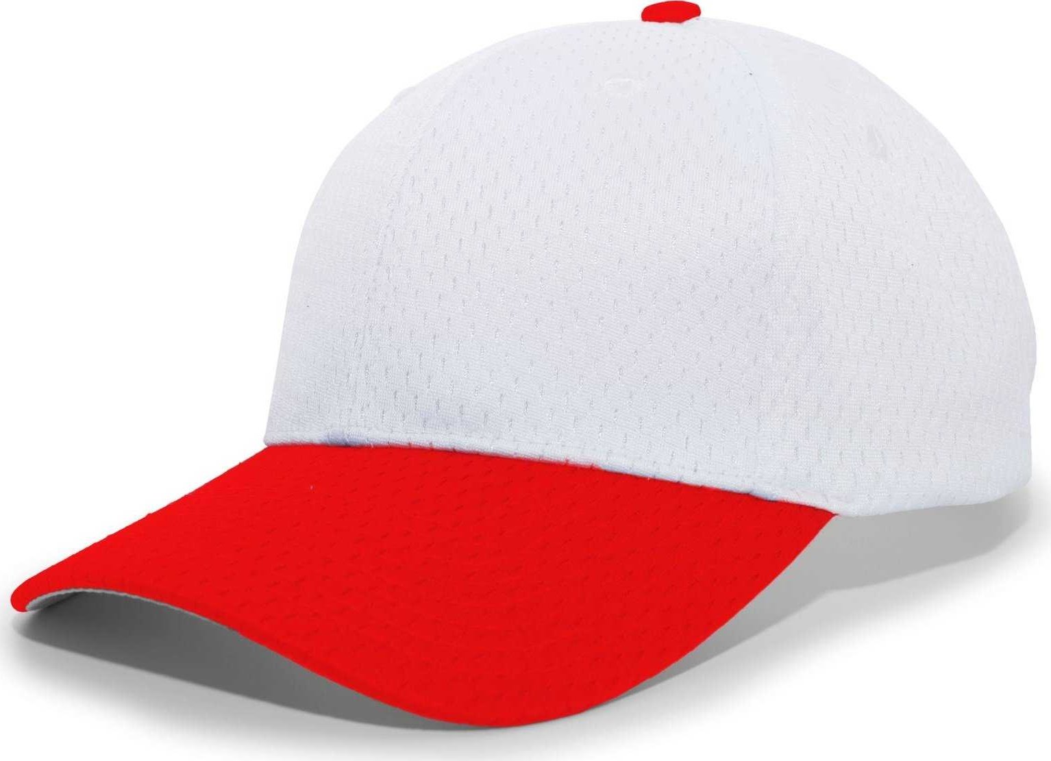 Pacific Headwear 805M Coolport Mesh Hook-and-Loop Cap - White Red - HIT a Double
