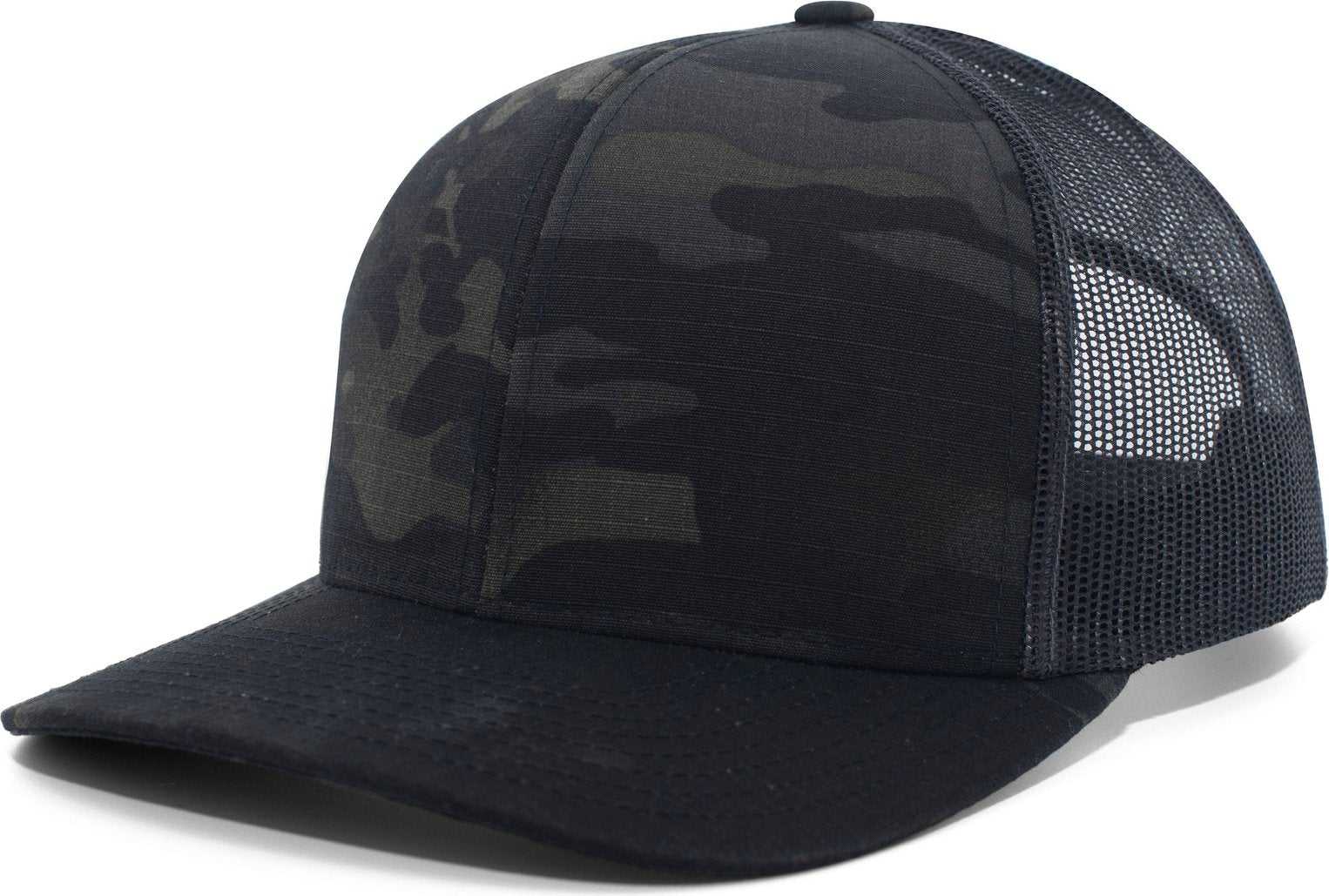 Pacific Headwear M08 MultiCam Snapback Trucker Cap - Multicam Black Black - HIT a Double
