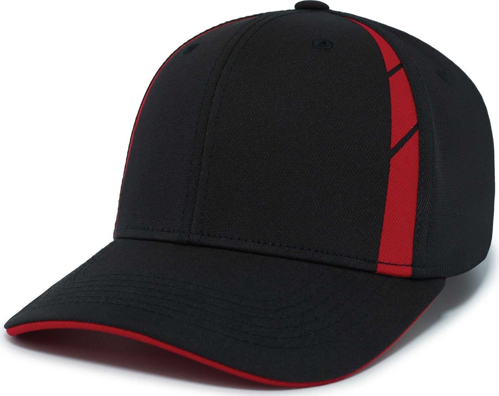 Pacific Headwear P303 Coolcore Sideline Snapback Cap - Black Red - HIT a Double