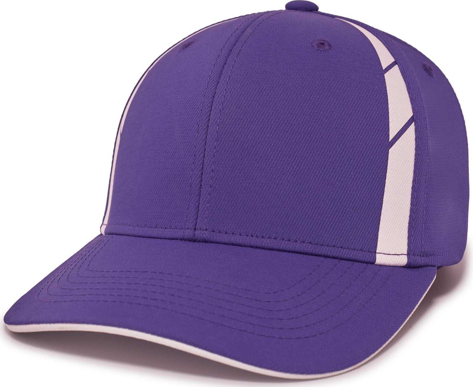 Pacific Headwear P303 Coolcore Sideline Snapback Cap - Purple White - HIT a Double