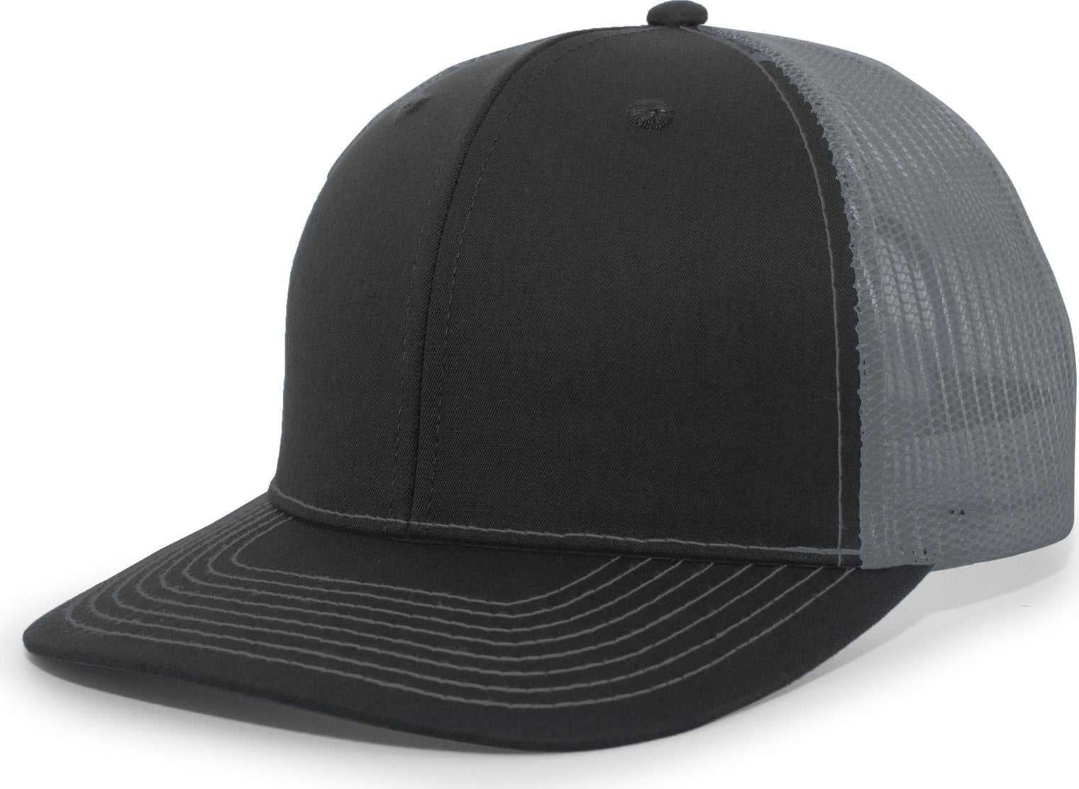 Pacific Headwear PE10 Trucker Snapback Cap - Black Graphite - HIT a Double