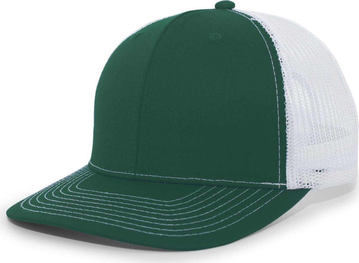 Pacific Headwear PE10 Trucker Snapback Cap - Dark Green White - HIT A Double