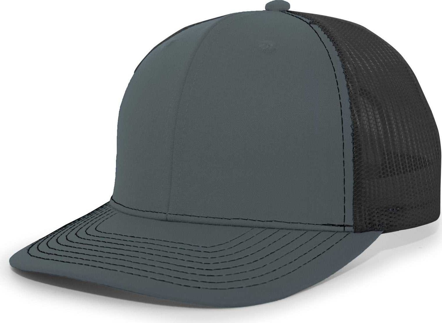 Pacific Headwear PE10 Trucker Snapback Cap - Graphite Black - HIT a Double