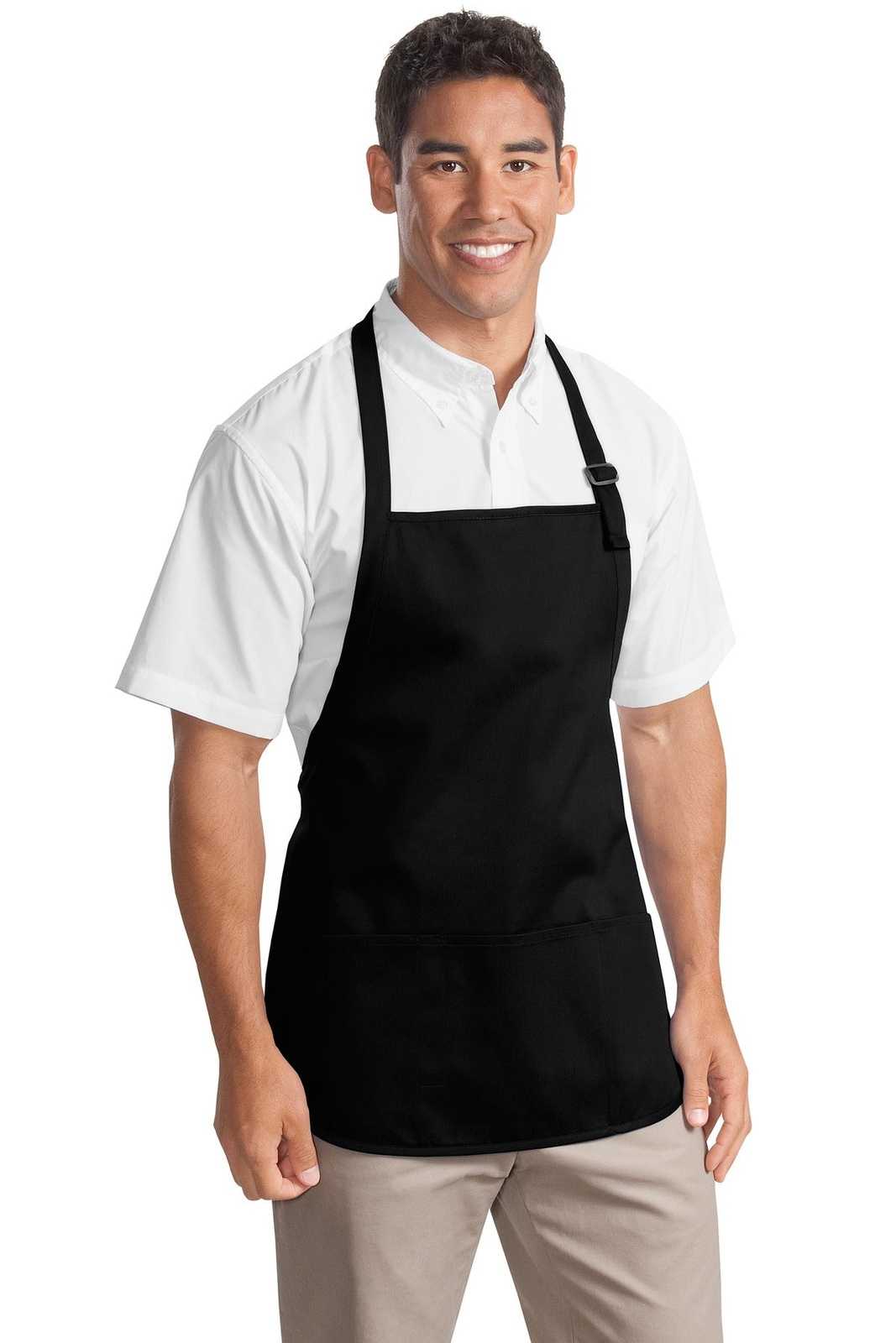 Port Authority A510 Medium-Length Apron with Pouch Pockets - Black - HIT a Double - 1