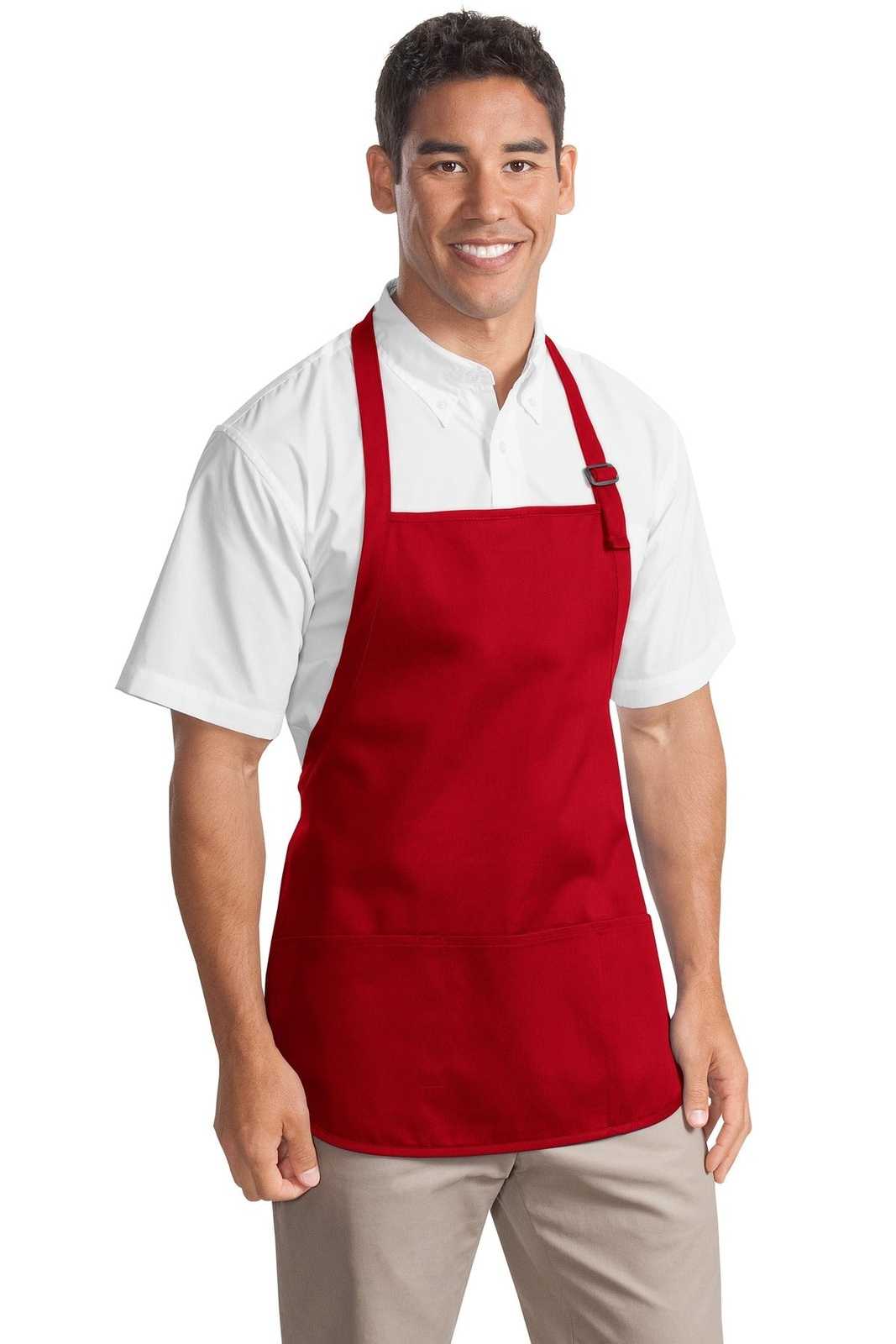 Port Authority A510 Medium-Length Apron with Pouch Pockets - Red - HIT a Double - 1