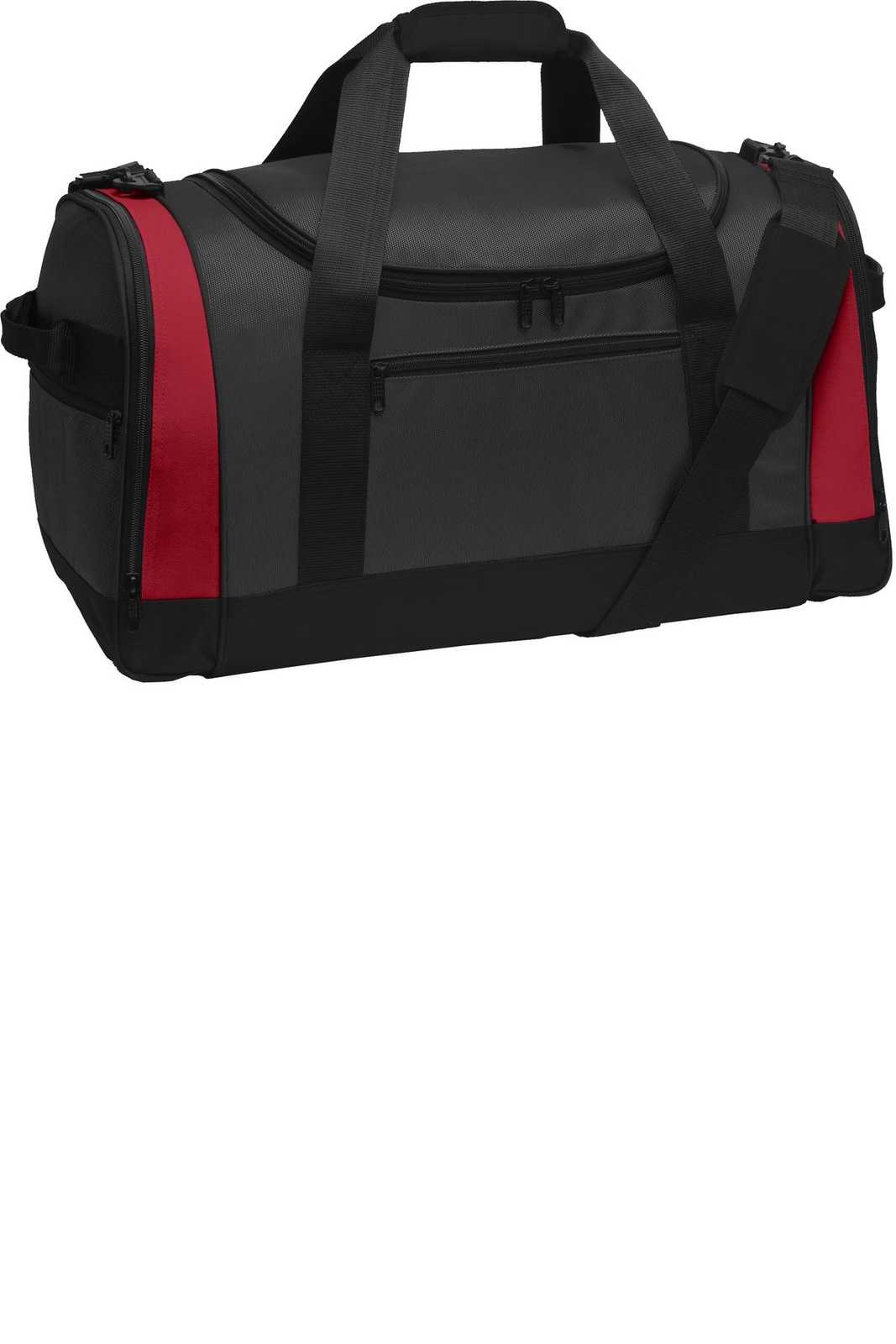 Port Authority BG800 Voyager Sports Duffel - Dark Gray Red - HIT a Double - 1