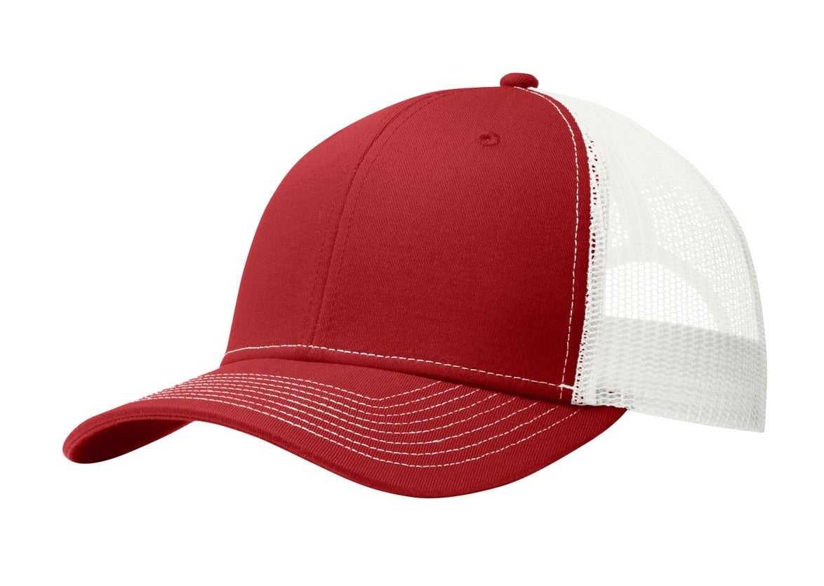 Port Authority C112 Snapback Trucker Cap - Flame Red White - HIT a Double - 1