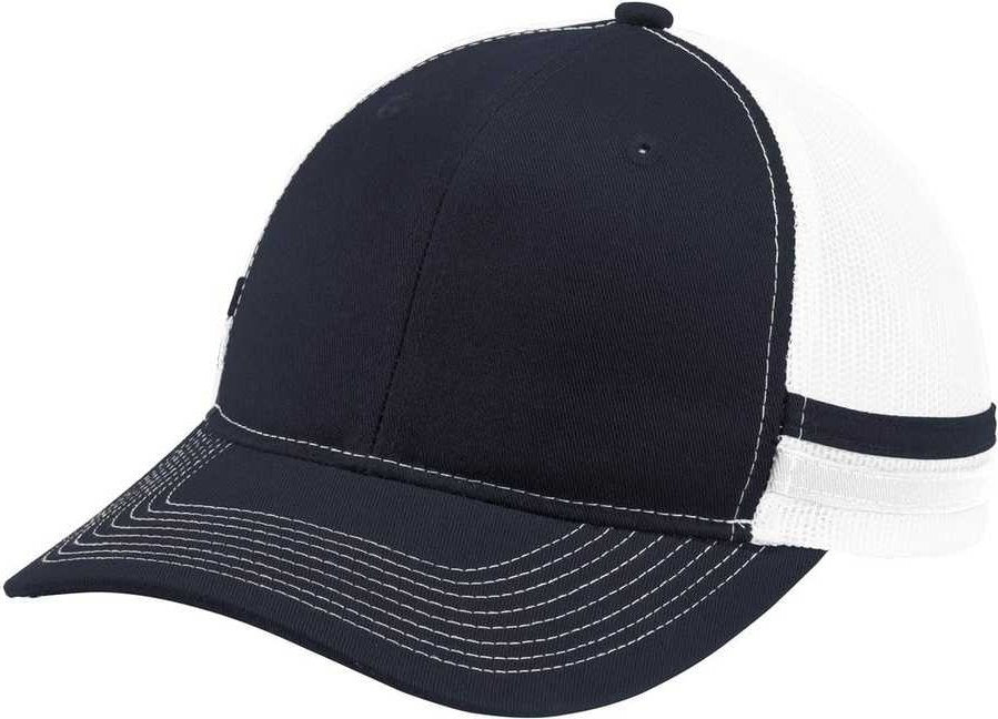 Port Authority C113 Two-Stripe Snapback Trucker Cap - Rich Navy Rich Navy White - HIT a Double - 1