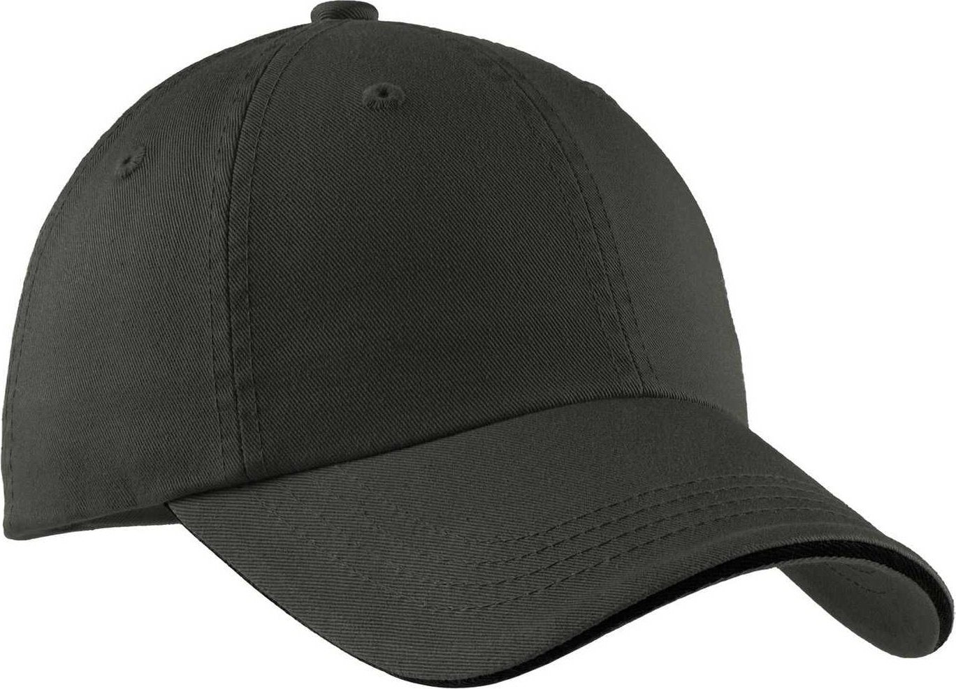 Port Authority C830 Sandwich Bill Cap with Striped Closure - Charcoal Black - HIT a Double - 1