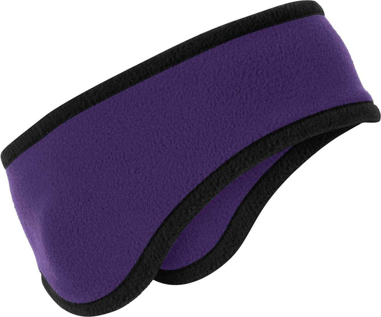 Port Authority C916 Two-Color Fleece Headband - Purple - HIT a Double - 1