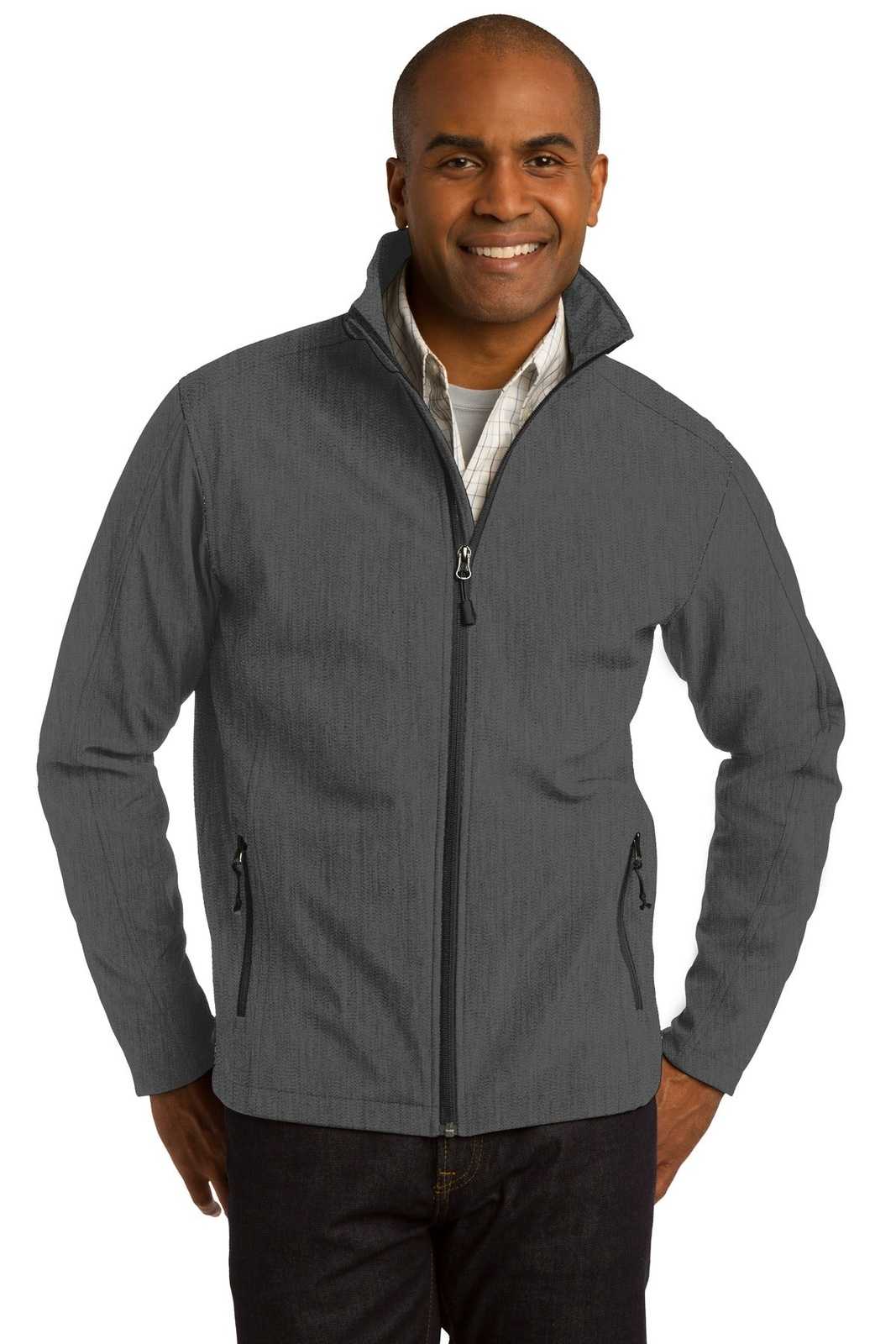 Port Authority J317 Core Soft Shell Jacket - Black Charcoal Heather - HIT a Double - 1