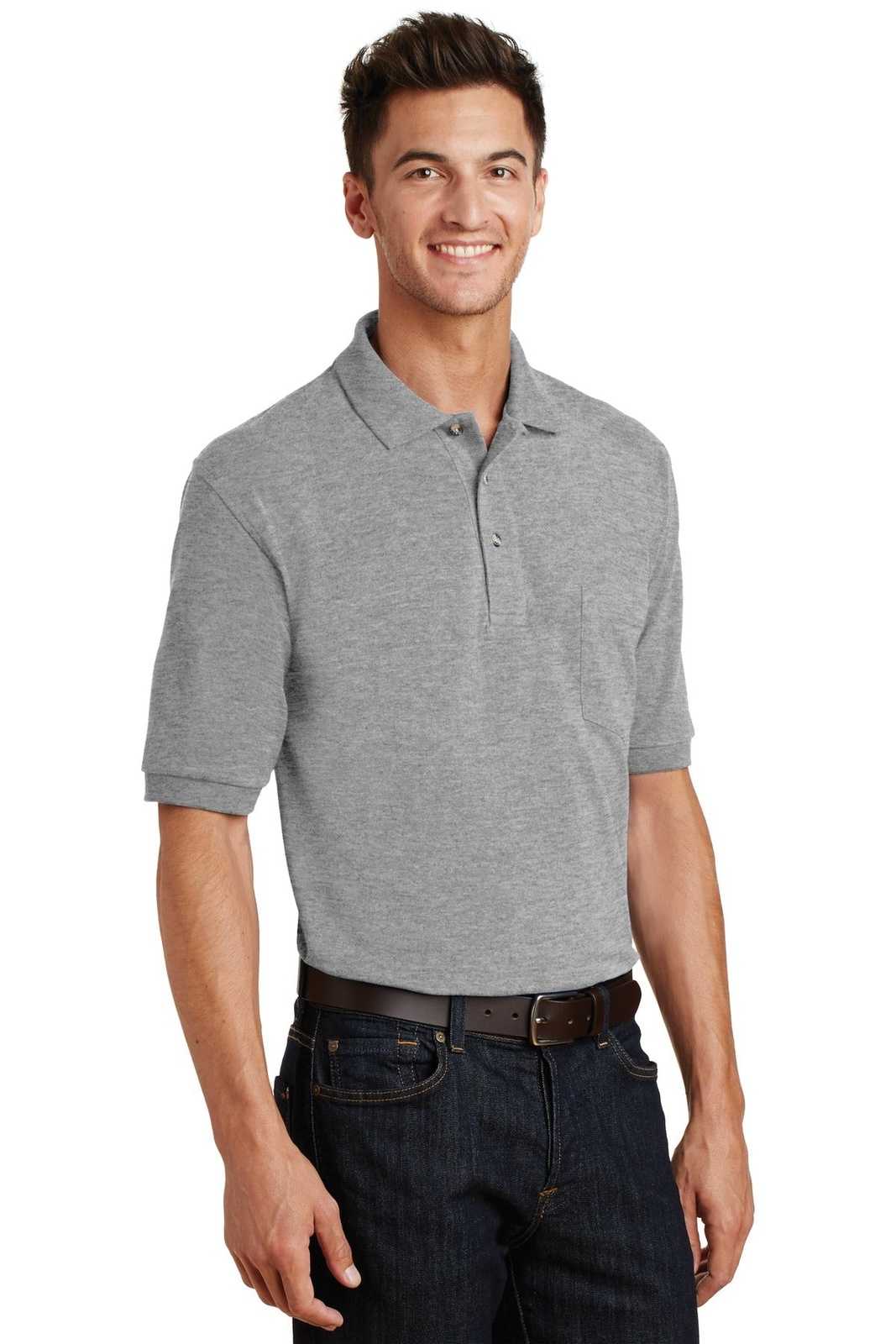 Port Authority K420P Heavyweight Cotton Pique Polo with Pocket - Oxford - HIT a Double - 4
