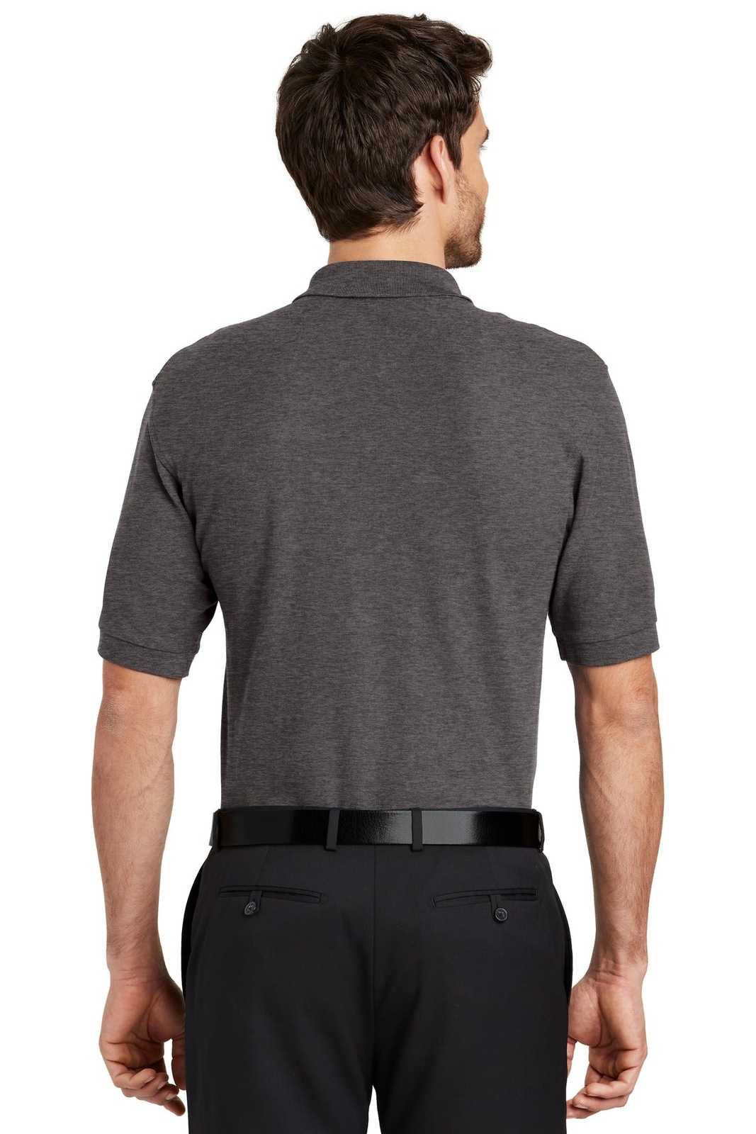 Port Authority K500ES Extended Size Silk Touch Polo - Charcoal Heather Gray - HIT a Double - 1
