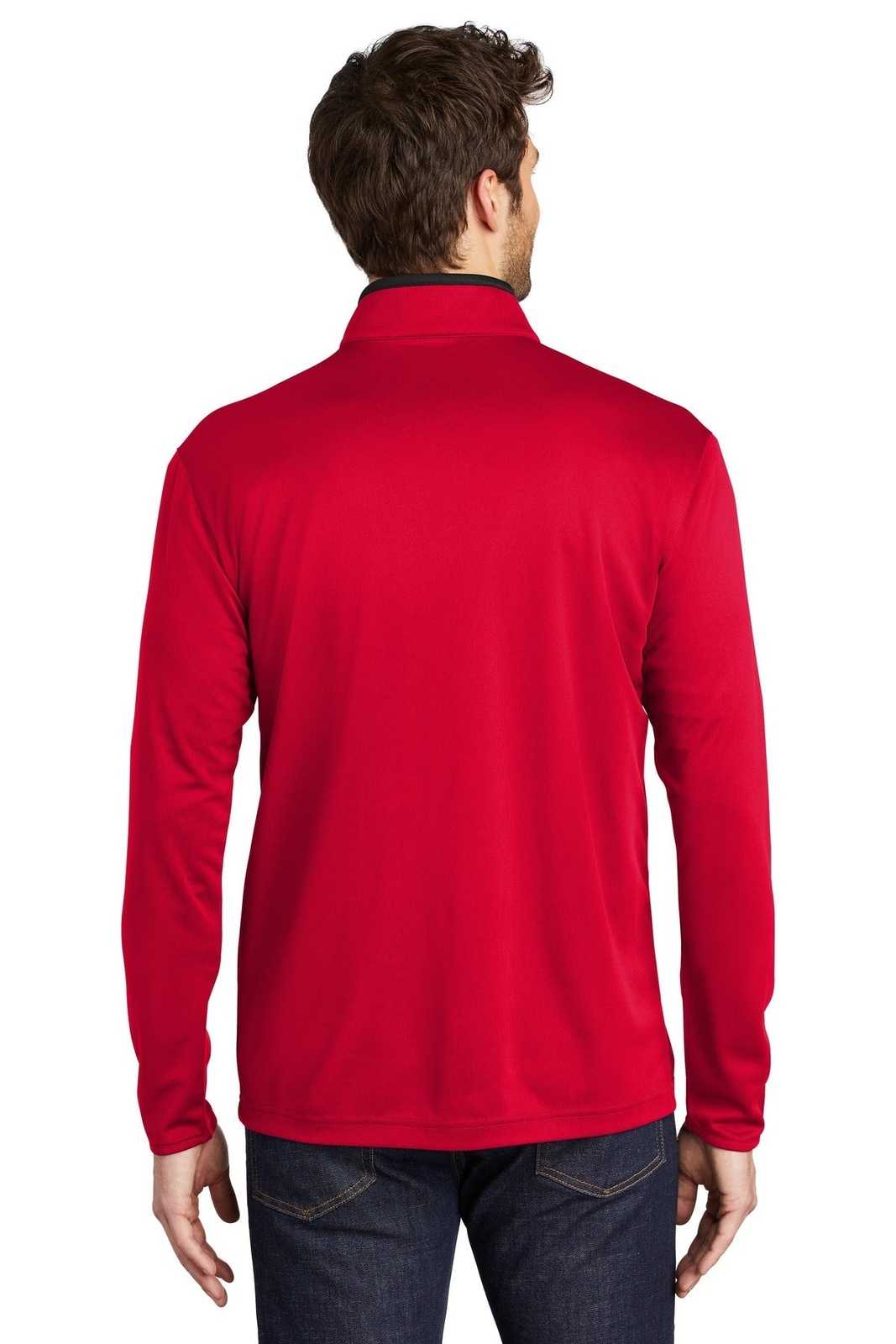 Port Authority K584 Silk Touch Performance 1/4-Zip K584Red Black - HIT a Double - 1