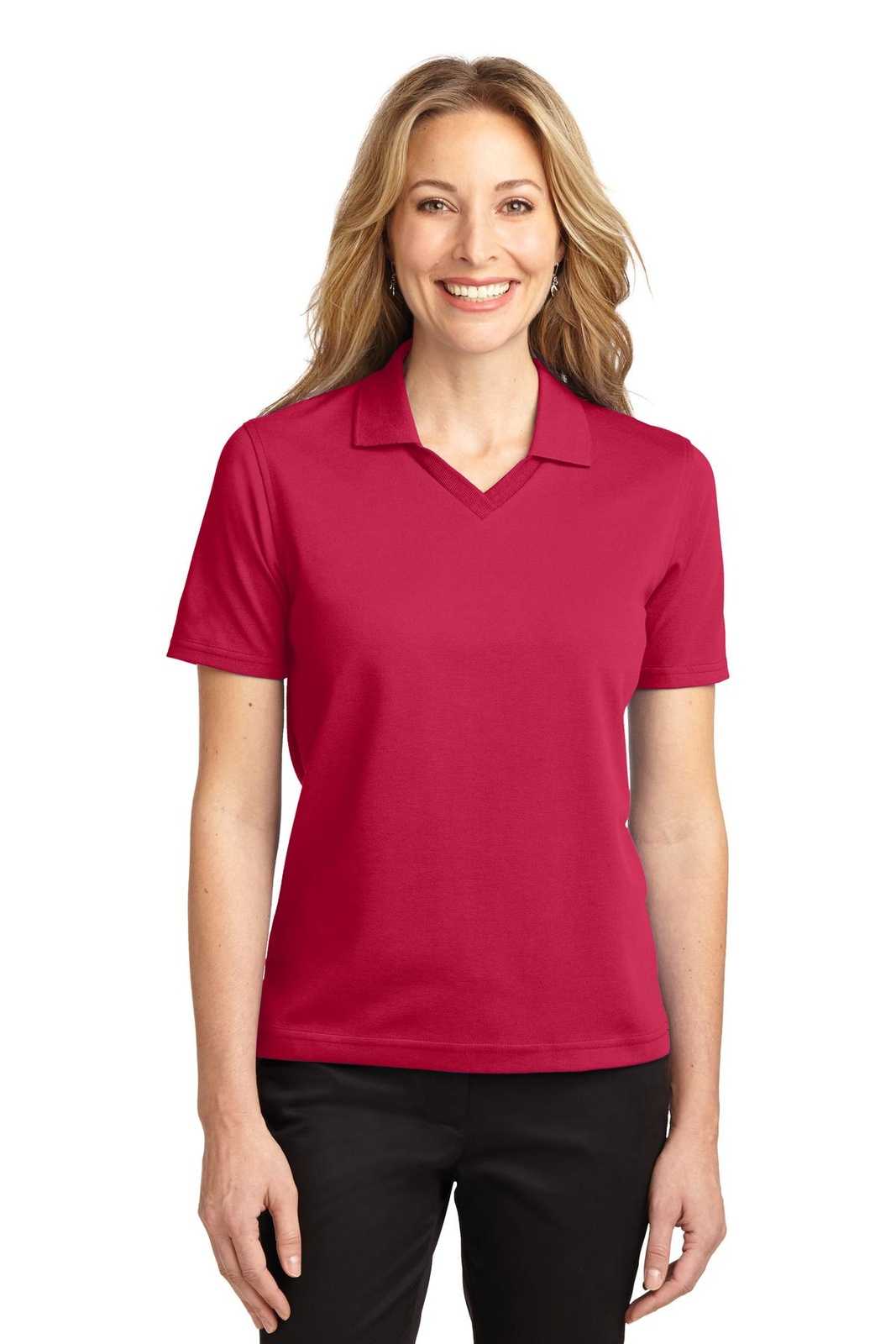 Port Authority L455 Ladies Rapid Dry Polo - Red - HIT a Double - 1