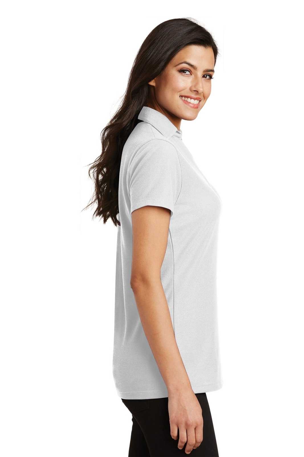 Port Authority L5001 Ladies Silk Touch Y-Neck Polo - White - HIT a Double - 3