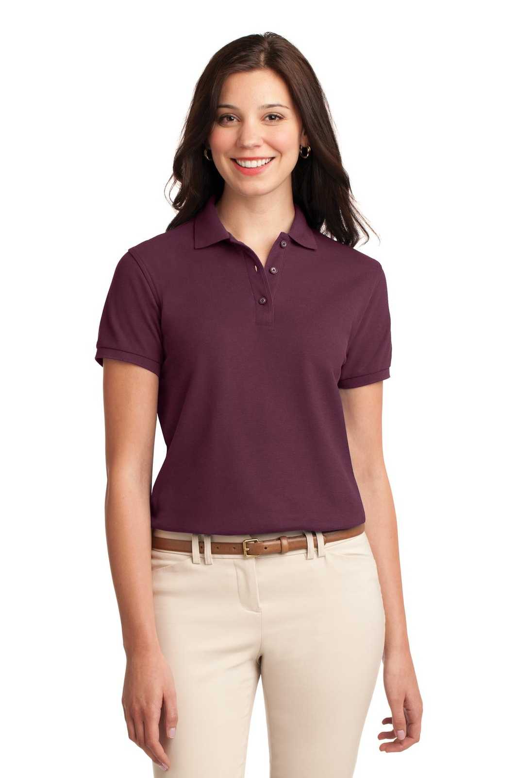 Port Authority L500 Ladies Silk Touch Polo - Maroon - HIT a Double - 1