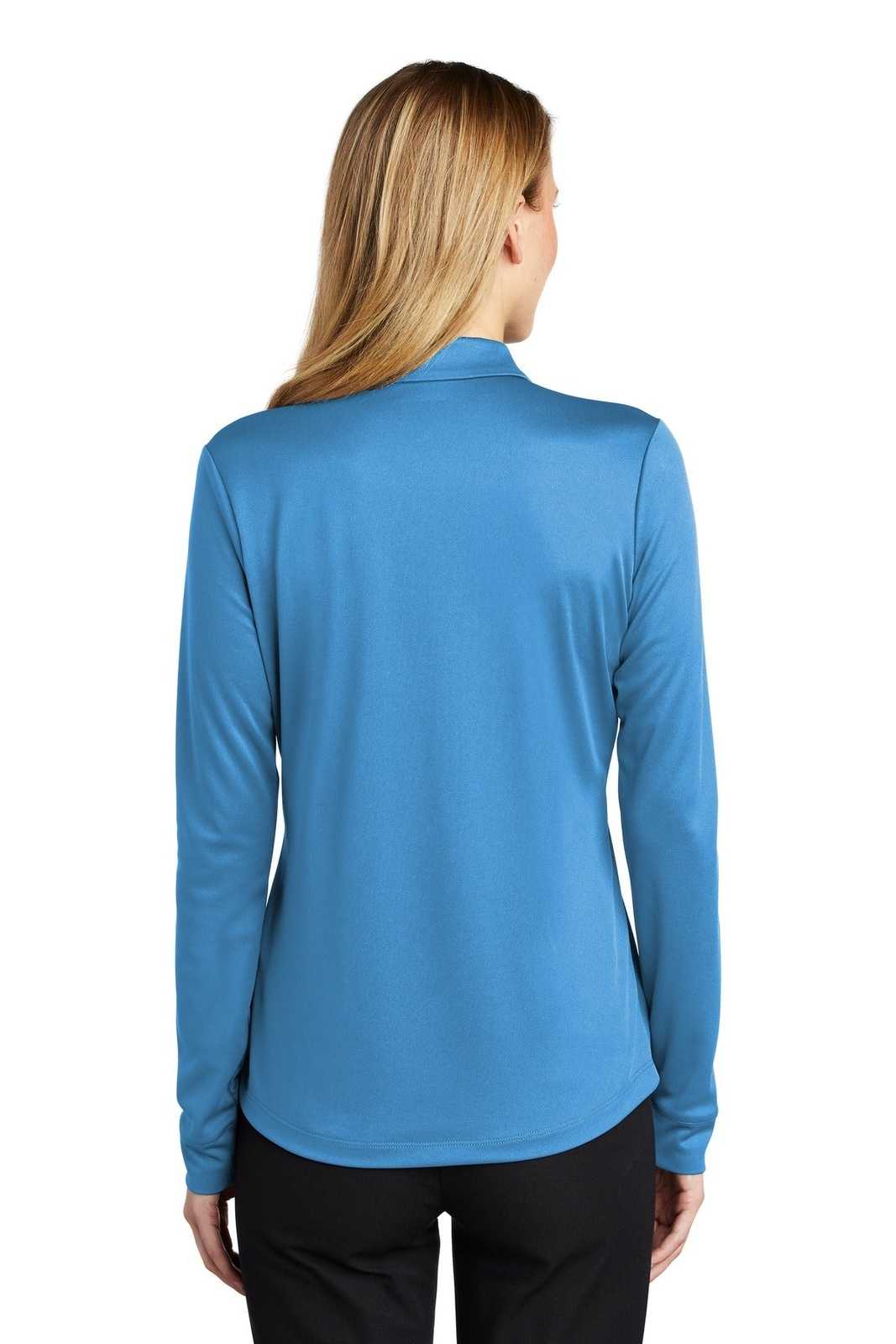 Port Authority L540LS Ladies Silk Touch Performance Long Sleeve Polo - Carolina Blue - HIT a Double - 1