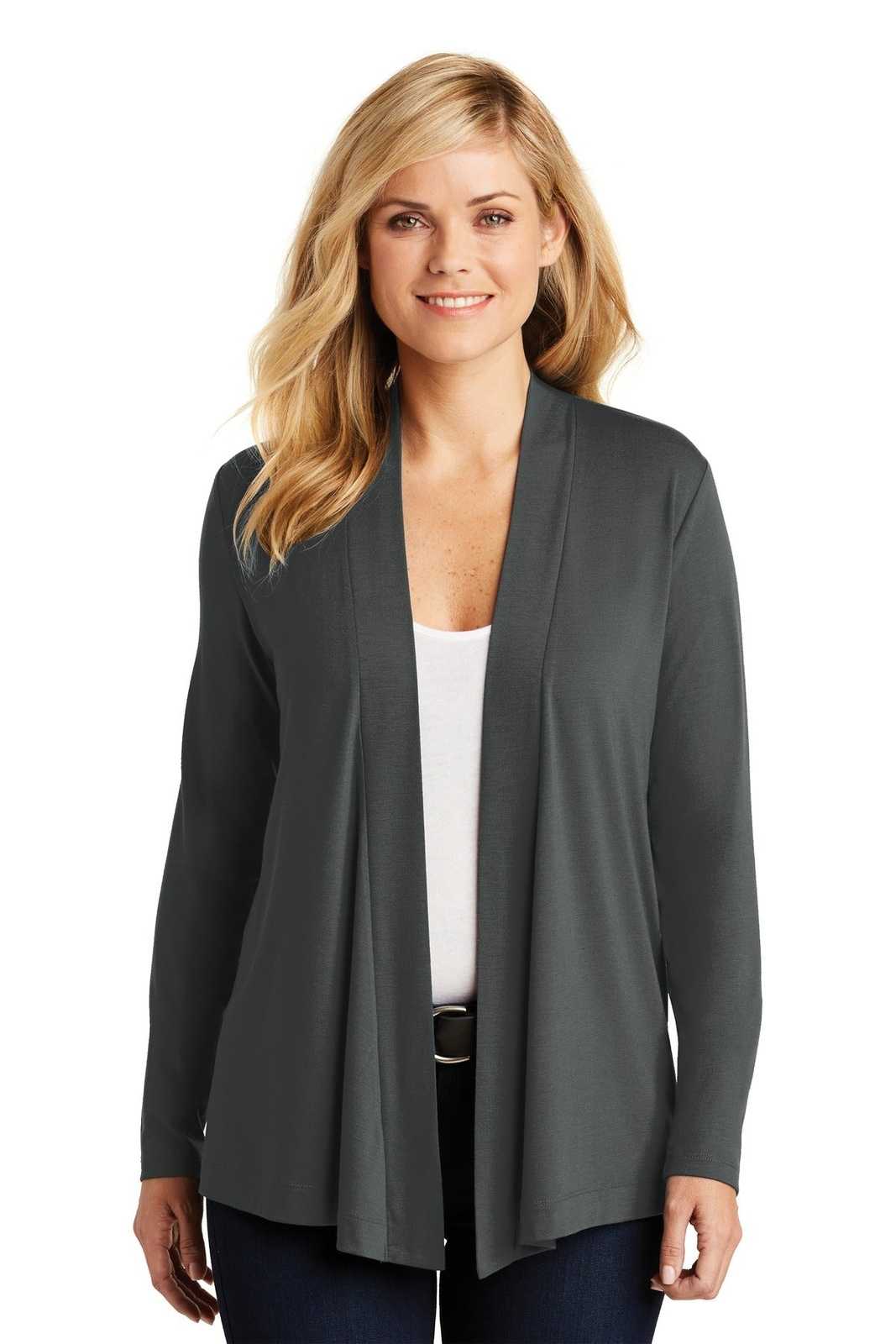 Port Authority L5430 Ladies Concept Open Cardigan - Gray Smoke - HIT a Double - 1
