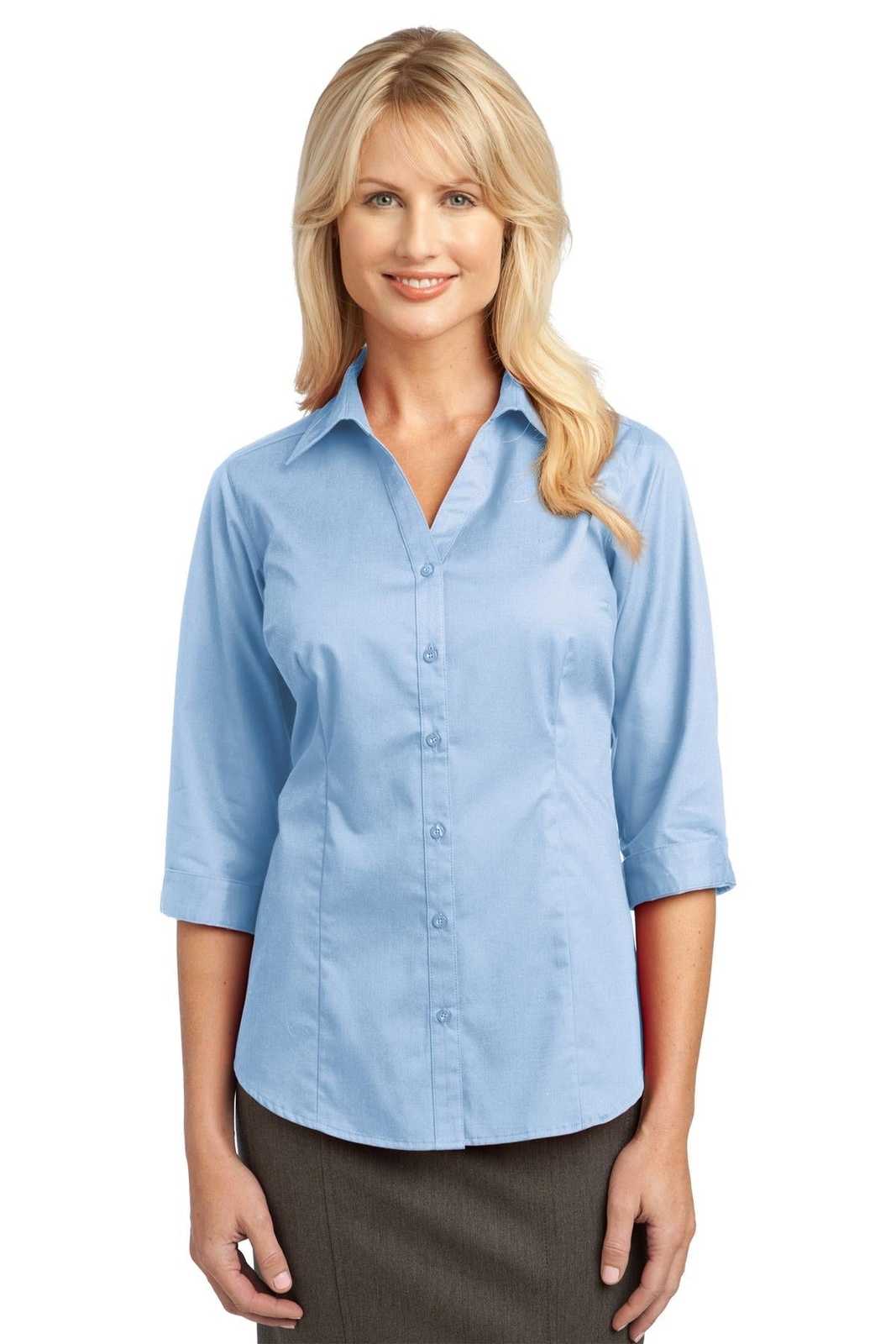Port Authority L6290 Improved Ladies 3/4-Sleeve Blouse - Light Blue - HIT a Double - 1