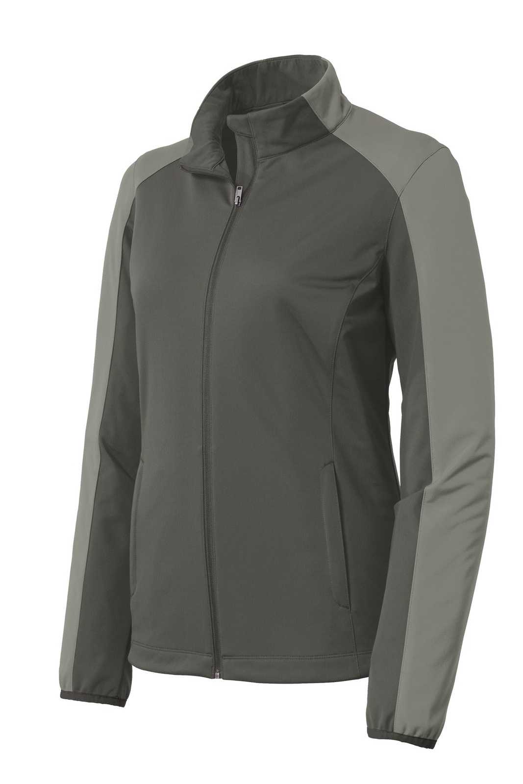 Port Authority L718 Ladies Active Colorblock Soft Shell Jacket - Gray Steel Rogue Gray - HIT a Double - 5