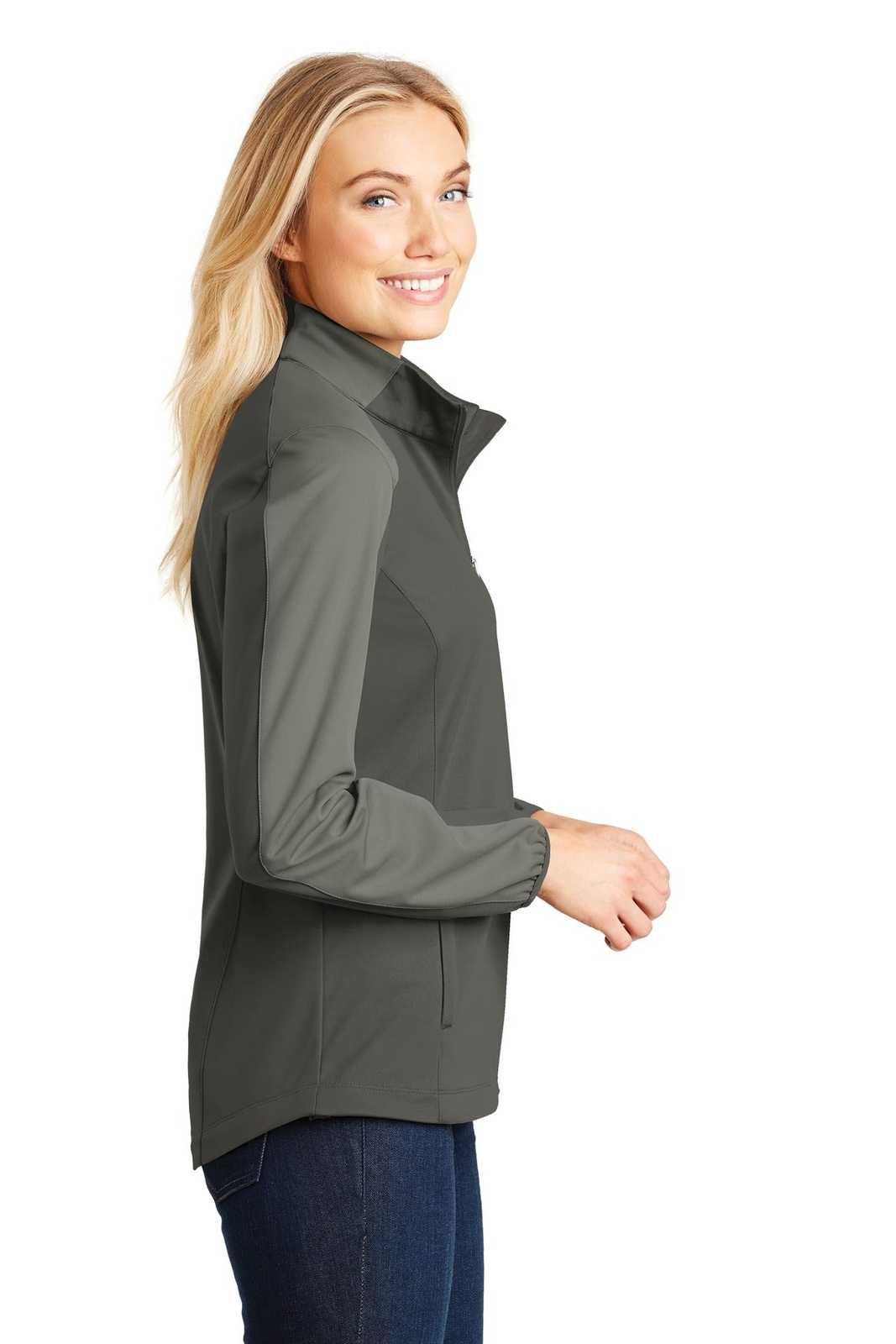 Port Authority L718 Ladies Active Colorblock Soft Shell Jacket - Gray Steel Rogue Gray - HIT a Double - 3