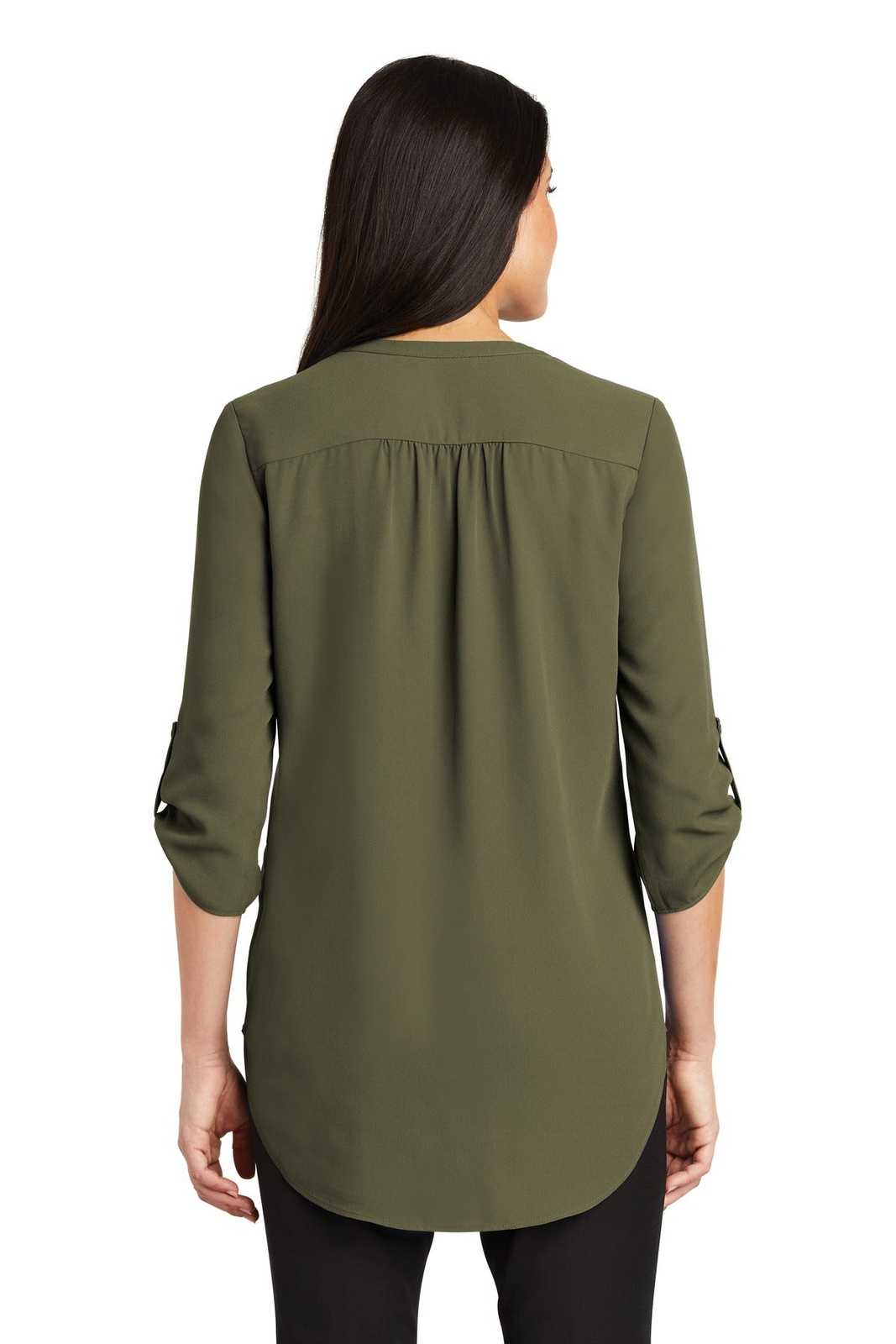 Port Authority LW701 Ladies 3/4-Sleeve Tunic Blouse - Deep Olive - HIT a Double - 1